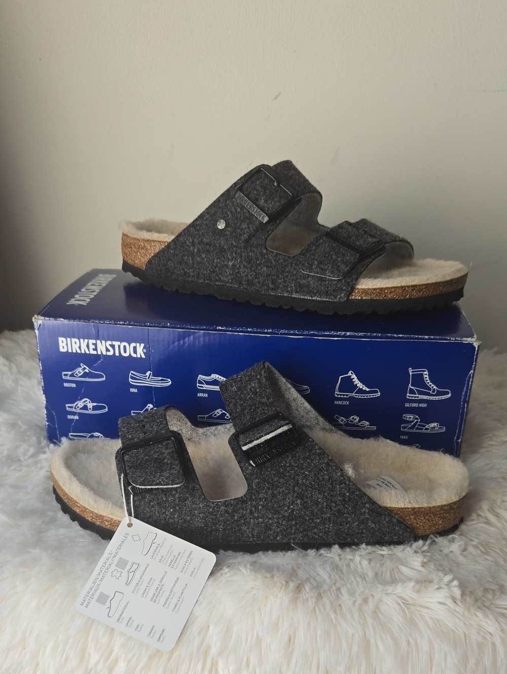 Birkenstock Arizona Rivet Narrow Fit Sandals Doubleface Gray US 10